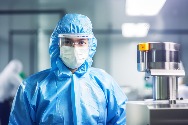 蓝色化工厂工人口罩形象半身拍摄,高清,摄影图,摄影图片,图片大全,摄影图免费下载